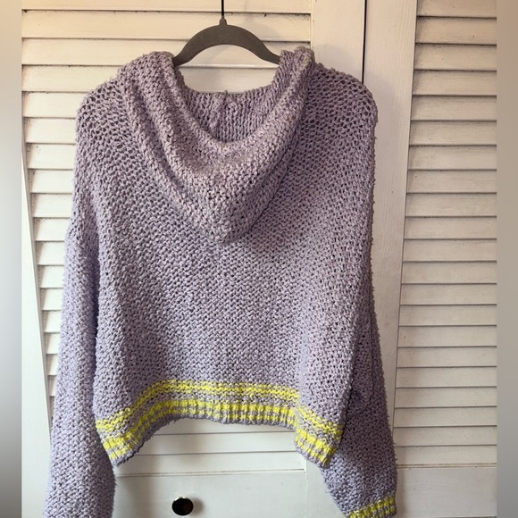 Pilcro Sailcloth Hooded Sweater Lavender Yellow Trim Size M Anthropologie - Picture 3 of 8